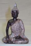 Buddha siddende sølv/træfarvet polyresin h:10cm - Se Buddha figurer og Spejle